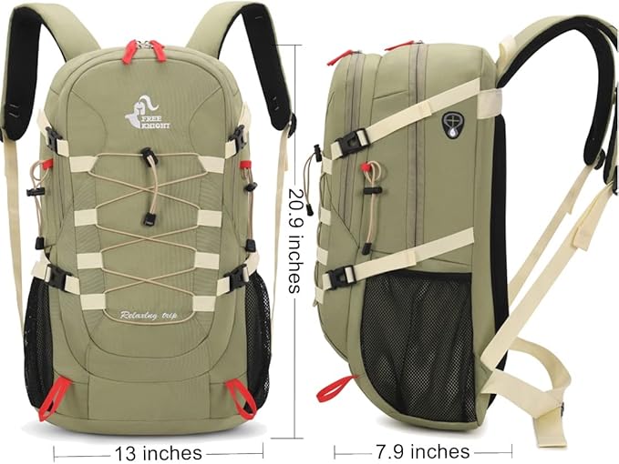 Bseash 40L Waterproof Hiking Backpack with Rain Cover, Outdoor Sport Travel Bag Daypack for Camping Climbing Skiing Cycling (Pea-green)