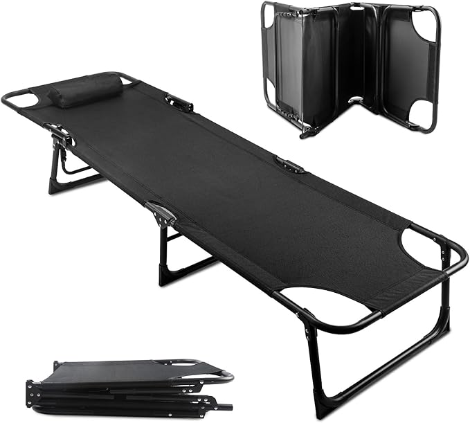 Folding Camping Cot, Heavy Duty Collapsible Foldable Camping Bed for Adults, Indoor Outdoor Portable Sleeping Cot for Hiking, Camping, Fishing，Hunting