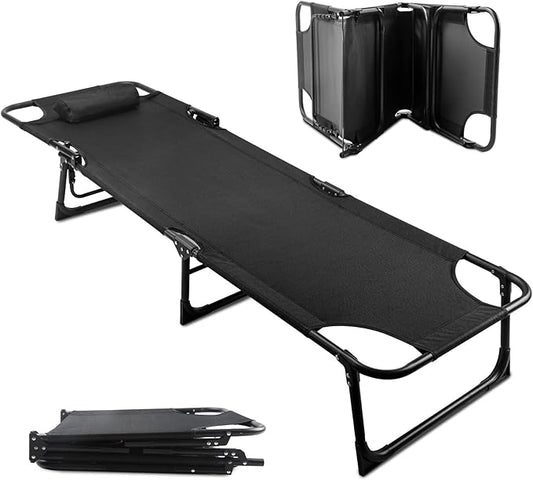 Folding Camping Cot, Heavy Duty Collapsible Foldable Camping Bed for Adults, Indoor Outdoor Portable Sleeping Cot for Hiking, Camping, Fishing，Hunting