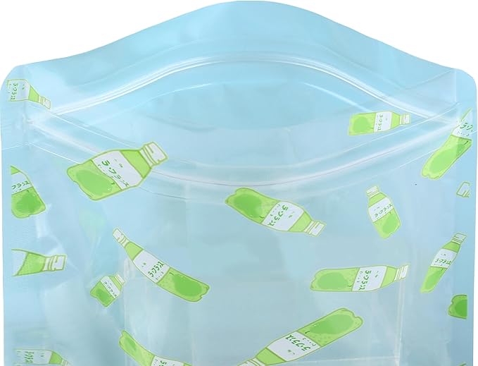 QQ Studio 100 PCS Clear Print Poly Plastic Color Empty Hangover Starter Kit with Resealable Zipper Seal Lock (Pear Drink, 5.12 inch x 5.12 inch)