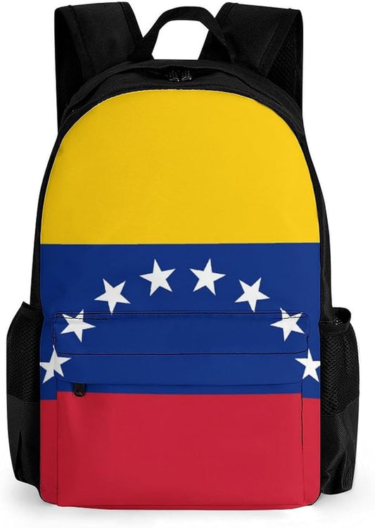 Backpack Multipurpose Anti-Theft Large Capacity Bookbag, Venezuela Flag Travel Hiking Daypack With Side Pockets