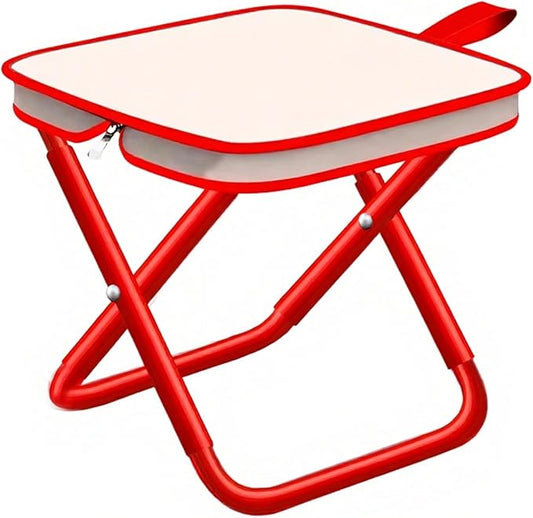 4pack 12inch Folding Stool Portable Camping Chairs with Carry Bag for Outdoor Mountaineering Fishing Hiking Hunting Foot Stool Mini Travel Chair (Red)