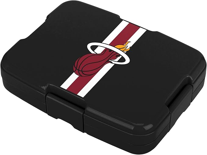FOCO NBA Unisex-Adult Officially Licensed Team Color Stripe Primary Logo Basketball Leak Proof 5 Compartment Bento Lunch Box - Miami Heat