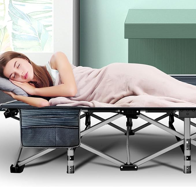 ABORON Camping Cot for Adults, Folding Sleeping Cot with Mattress, 500 lb Capacity Heavy Duty Outdoor Folding Sleeping Bed, Portable Cot Bed for Camping, Indoor Guest Use, Home & Travel