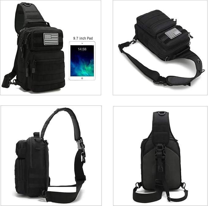 Tactical Sling Bag Small Military EDC Pack Rover Shoulder Sling Pack Molle Crossbody Chest Backpack for Men (Green)