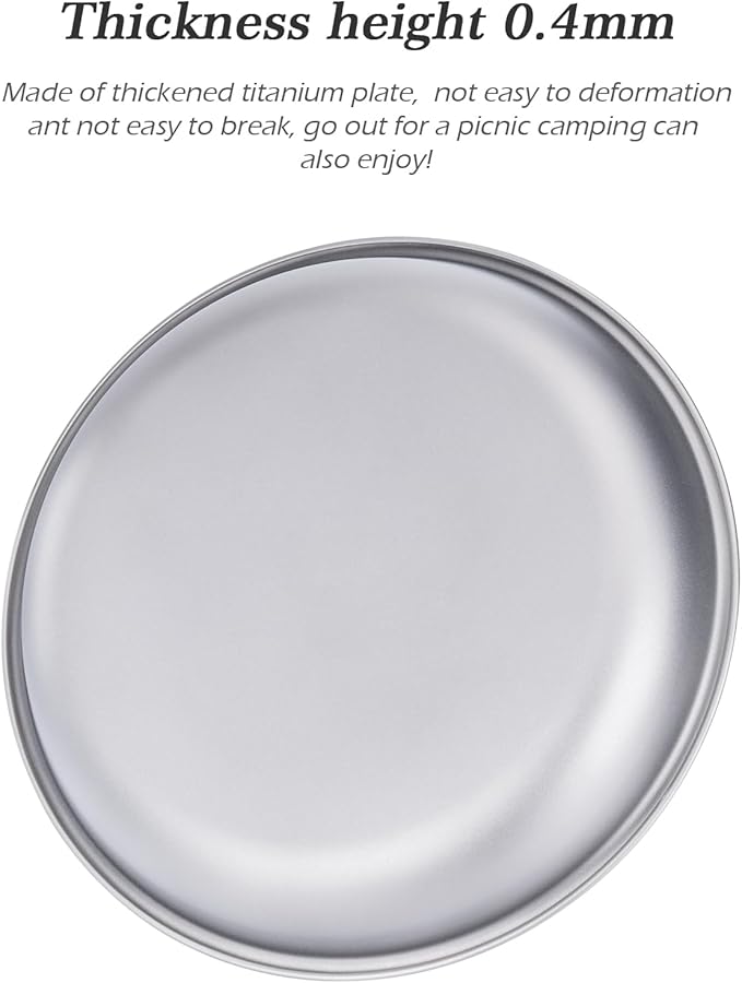 Boundless Voyage Titanium Camping Plate Dishes Saucer Lightweight Round Dinnerware Set Stackable Serving Plates Pasta Plates Travel Outdoor Home Kitchen Tableware Set Ti1141T