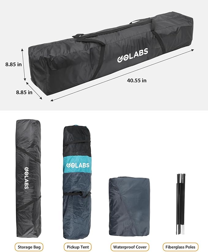 Golabs Truck Bed Tent for 5-6 Ft Bed, 8-Minute Easy Setup by Pre-Assembled Design, Waterproof PU2000mm, 2-Person Portable with Extra Rainfly Cover for Camping & Outdoor, Includes Storage Bag