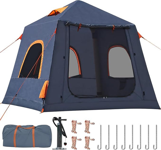 Inflatable Tents for Camping,Easy Blow Up Tent with Hand Pump,4 Seasons Waterproof Air Inflatable Camping Tent House for Family Weekend Camping