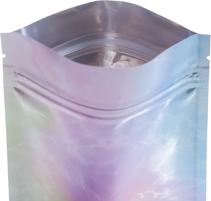 QQ Studio Smell Proof Colorful Sample Bags for Gummies and Dry Herbs, Odor Locking Designed Candy Storage Bags with Heat Seal (Rainbow, 4 x 6 Inch (100 Bags))