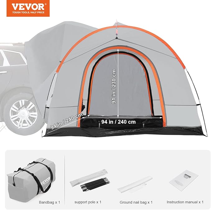 VEVOR SUV and Pickup Truck Camping Tents, Waterproof Double Layer Design with Carry Bag, Accommodates 2-9 Persons for Outdoor Activities