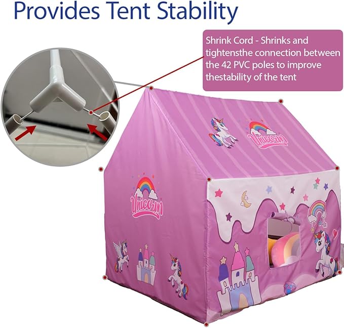 Princess Unicorn Castle Playhouse with Mat – Indoor & Outdoor Large Kids Play Tent for Imaginative Games Girls Toy House Gift Sizes 47×46.8×38.1In