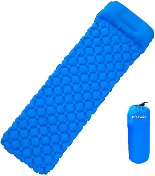 Camping Sleeping Pad, Ultralight Camping Mat with Pillow Built-in Foot Pump Inflatable Sleeping Pads, Compact Sleep Pad for Camping Backpacking Hiking Traveling