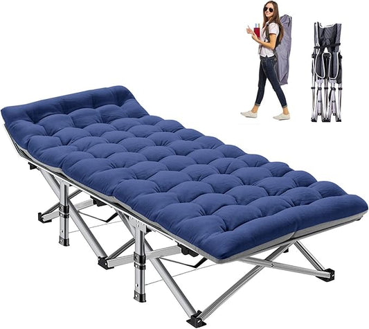 NAIZEA Folding Camping Cots for Adults, Portable Cot with Mattress Heavy Duty Outdoor Bed with Carry Bag 1200d Oxford Cloth Sleeping Cots for Camping Office Nap Home Guest Beach Travel