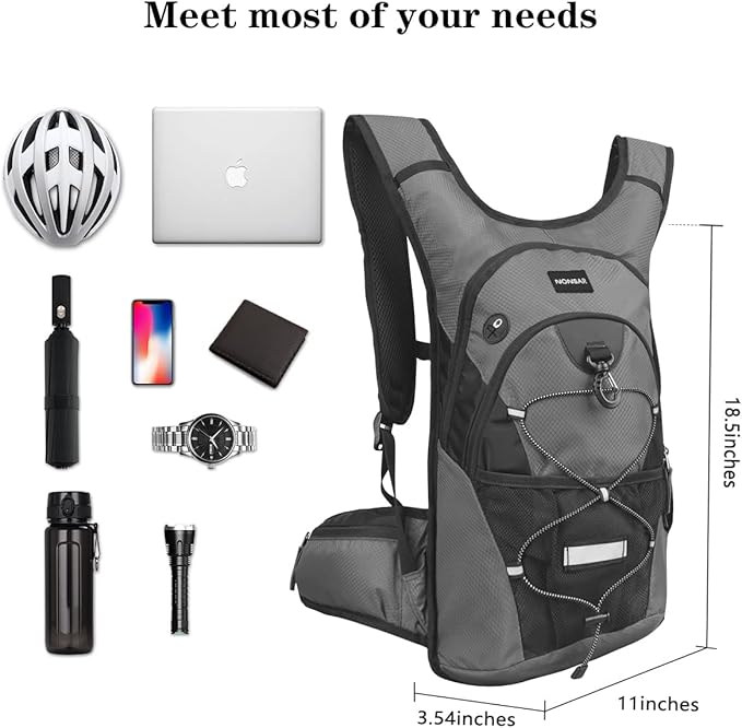 NONSAR Hydration Backpack, Hiking Backpack with 3L Water Bladder, Insulated Water Backpack for Women, Men, Kids, Keep Liquids Cool Up to 5 Hours, Daypack for Hiking, Running, Climbing, Cycling