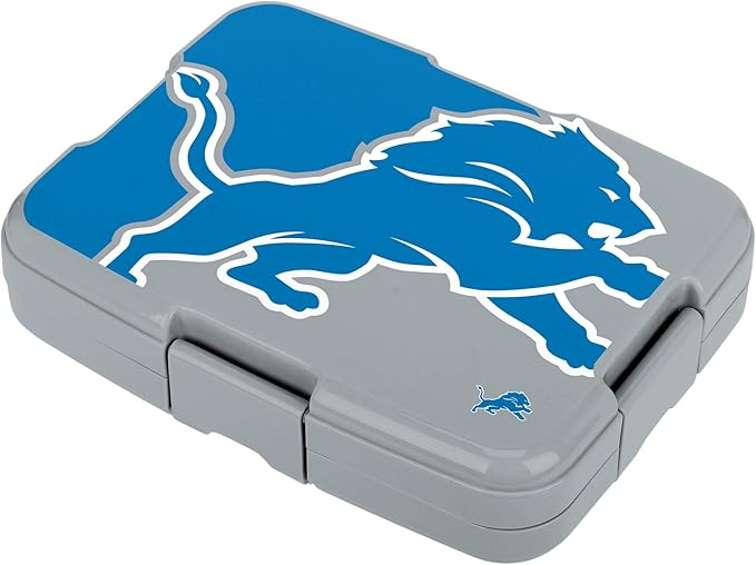 FOCO NFL Unisex-Adult Officially Licensed 2-Tone Big Logo Team Color Football Leak Proof 5 Compartment Bento Lunch Box - Detroit Lions