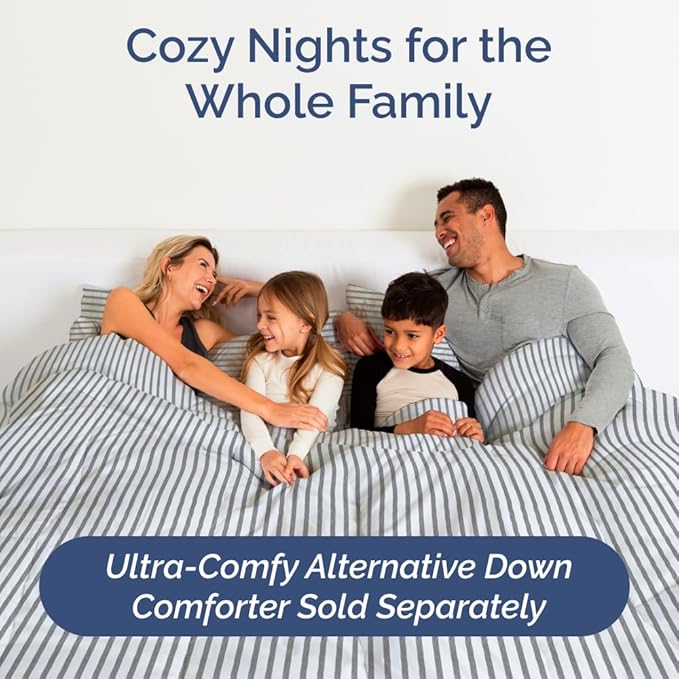 Full XL Bed Sheet - 4 Piece Full XL Bed Sheets Set - Soft, Breathable & Cooling - Hotel Luxury Bedding for Women, Men, Kids, Teens, Boys & Girls - Deep Pockets, Fade and Wrinkle Free - Grey Stripes