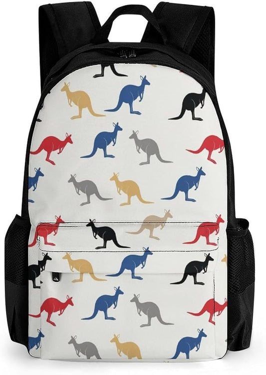 Men Women Polyester Australia Kangaroos Daypack Big Capacity Shoulder Bag With Smooth Zippers for Hiking Work Walking Cycling