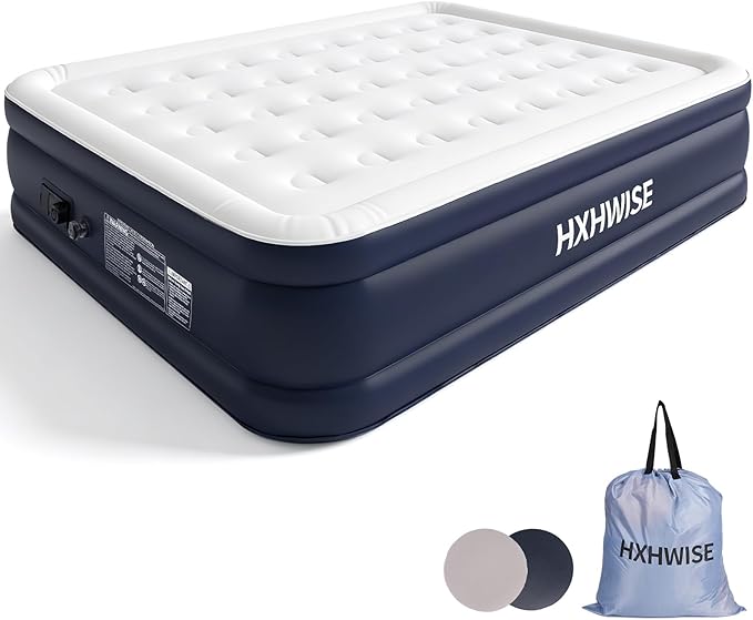 Air Mattress Queen with Built-in Pump, 19" Raised Height, 800 lbs Capacity, 3-Min Fast Inflation, Puncture-Resistant Inflatable Mattress with Storage Bag – Ideal for Guests, Camping & Travel