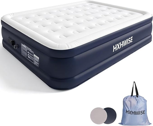 Air Mattress Queen with Built-in Pump, 19" Raised Height, 800 lbs Capacity, 3-Min Fast Inflation, Puncture-Resistant Inflatable Mattress with Storage Bag – Ideal for Guests, Camping & Travel