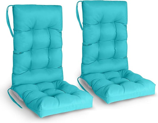 GREENVINES Rocking Chair Cushions Set of 2 | Polyester | Waterproof | Outdoor High Back Rocker Chairs Cushion | Seat with Ties | Non-Slip | Thickened Pad for Patio | 46.5" x 18.5" x 4.3" | Arctic