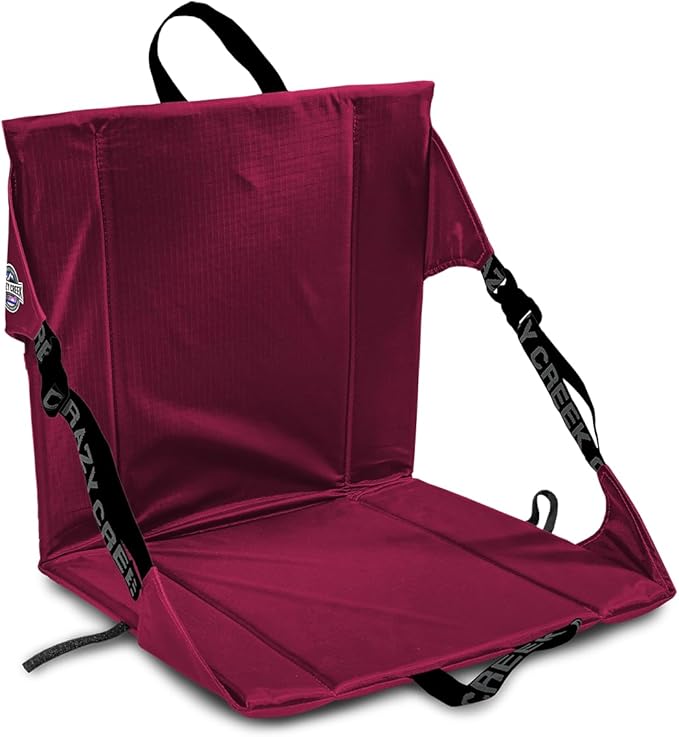 Crazy Creek Original Chair Perfect for Stadium Seats, Camping, Hiking & More, Comfort on All Terrains, Adjustable Straps, Lightweight Design, Water-Resistant Maroon