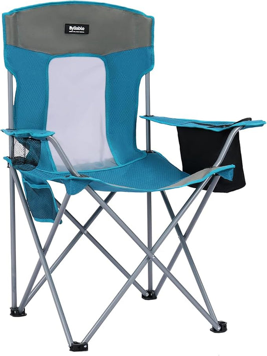 Camping Chairs Lawn Portable Foldable Camp Folding Lightweight Chair for Adults with Drink Holder and Cooler Pouch Outdoor for Camping, Lawn, Sports, Picnic, Beach, Music Festival, Blue