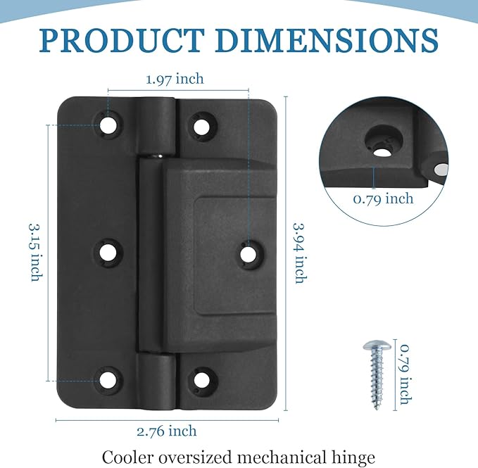 Black Cooler Oversized Mechanical Hinge Replacement for Igloo Newer 150-165 QT Coolers, Cooler Hinges Replacement Parts（1 Pack）