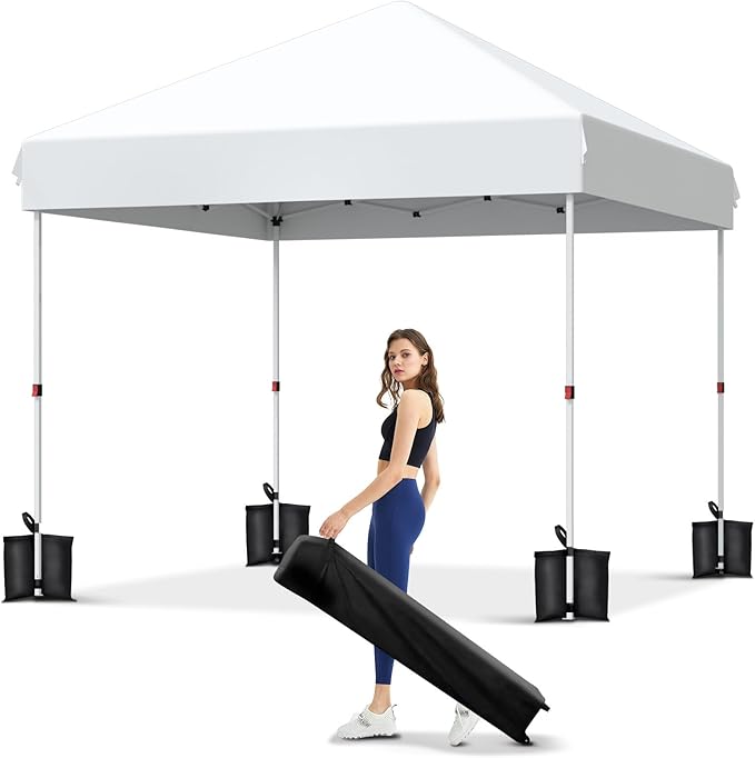 Garvee 10x10 Pop Up Canopy Tent, Heavy Duty Commercial Instant Shelter with One-Person Setup, UPF 50+ Waterproof, 100 Sq Ft Shade for Outdoor Events, Camping, Farmers Market