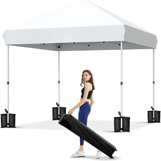 Garvee 10x10 Pop Up Canopy Tent, Heavy Duty Commercial Instant Shelter with One-Person Setup, UPF 50+ Waterproof, 100 Sq Ft Shade for Outdoor Events, Camping, Farmers Market