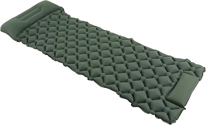 RusChic Sleeping Pad, Ultralight Inflatable Sleeping Pad for Camping with Pillow Built-in Foot Pump, Extra Thick Compact Camping Sleeping Mat for Hiking, Backpacking, Tent Use
