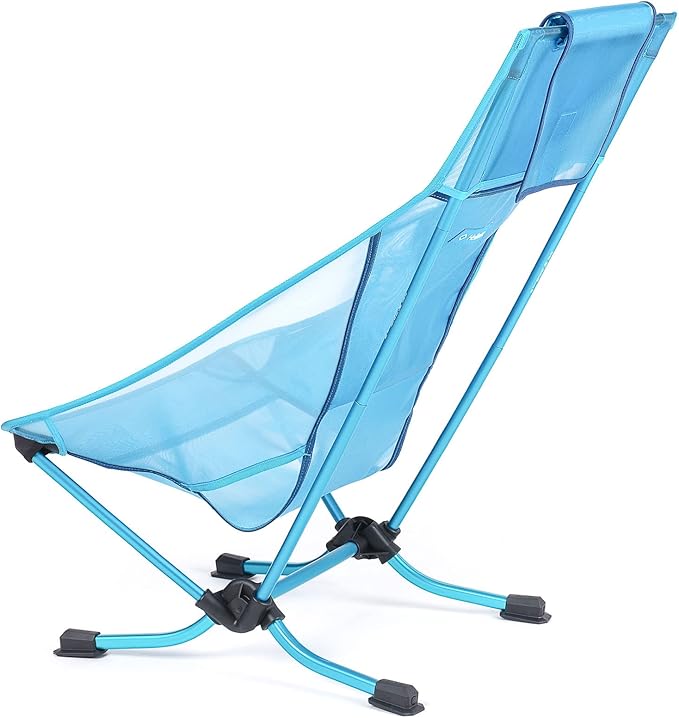 Helinox Beach Chair Lightweight, Lower-Profile, Compact, Collapsible Camping Chair, Blue Mesh, with Pockets