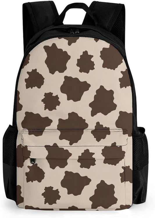 Supdreamc Lightweight Daypack Bookbag for Trekking Business Walking Cycling, Big Capacity Anti-Theft Multipurpose Carry On Bag, Cow Print Business Computer Bag