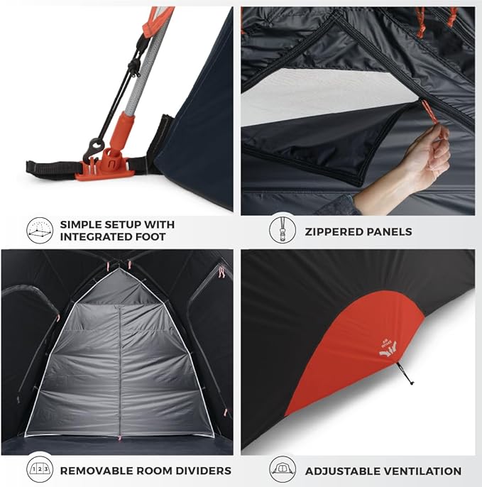 CORE Blackout 6 Person & 9 Person Dome Tent | Best Car Camping Outdoor Family Camp Tent | Included Storage Pockets for Camping Accessories | Portable Tent for Camping with Carry Bag