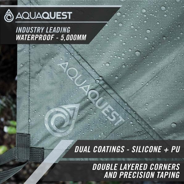 AquaQuest Safari Tarp – Lightweight Waterproof (5,000mm) Seam-Taped Ripstop Rain Fly for Backpacking, Thru-Hiking & Hammock Camping