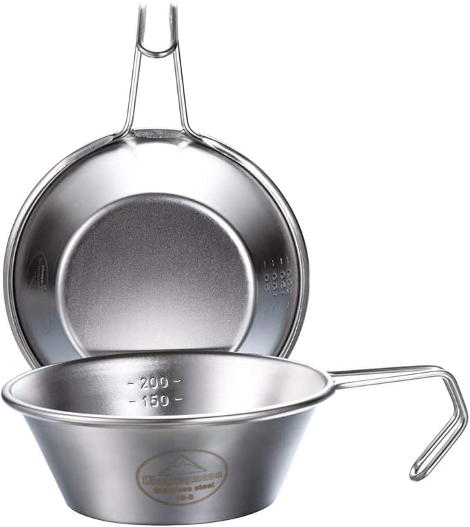 CAMPINGMOON 2pcs Set Stainless Steel Camping Sierra Cup 310ml S-220-2P (2pcs Set)