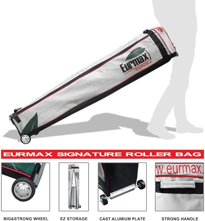 Eurmax USA 10'x10' Pop-up Canopy Tent Commercial Instant Canopies with 4 Removable Zipper End Side Walls and Roller Bag, Bonus 4 SandBags(White)