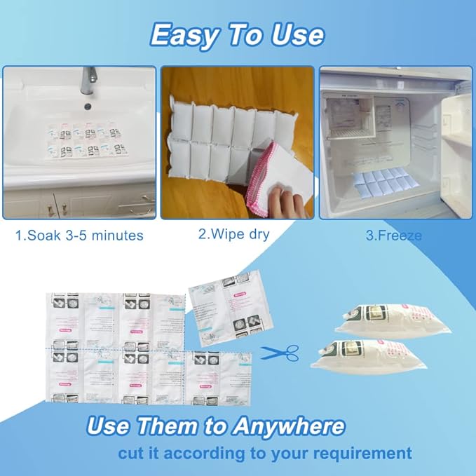 RAINBOW Dry Ice Packs for Shipping Long Lasting, Reusable Cold Ice Pack Sheets for Lunch Box, Flexible Dry Ice Packs for Coolers, Dry Ice for Shipping Frozen Food, 12 Ice Cells Each Sheet, 16 Sheets