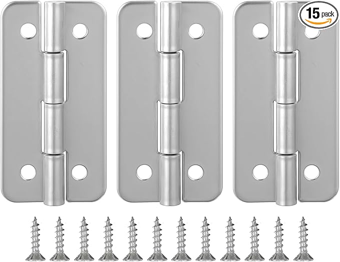 3 Pcs Cooler Hinges Replacement, Cooler Parts Stainless Steel Hinges Replacement with 12 Screws Compatible with Ice Chests Hinge Set Accessories Hinge Parts for Insulated Box