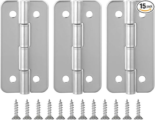 3 Pcs Cooler Hinges Replacement, Cooler Parts Stainless Steel Hinges Replacement with 12 Screws Compatible with Ice Chests Hinge Set Accessories Hinge Parts for Insulated Box