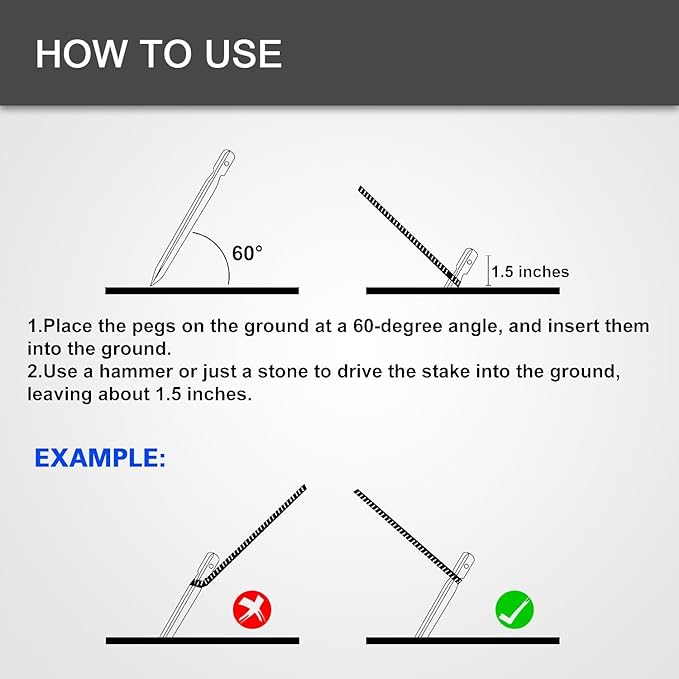 GOLDCAMP 8 Pack Heavy Duty Tent Stakes and Hammer with Canvas Storage Bag, 8in Duty Metal Tent pegs Ground Anchor for Camping、Outdoor、Hiking（Durable Combination）