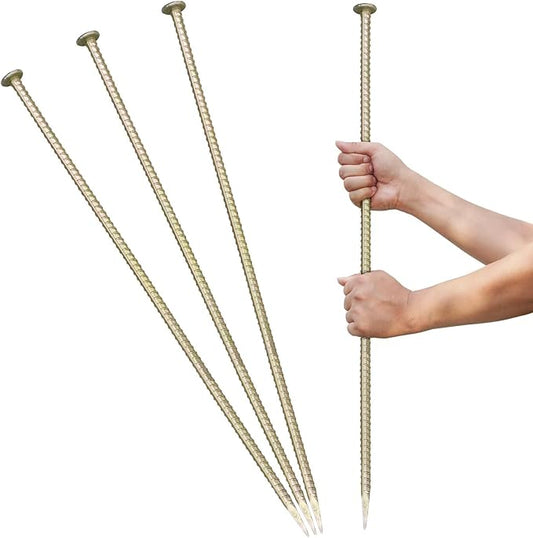 30 Inch Long Rebar Stakes - 9/16 Inch Diameter Heavy Duty Asphalt Anchors, Galvanized Steel Ground Anchor for Speed Bump, Wheel Stop, Tent and More (4 Counts)