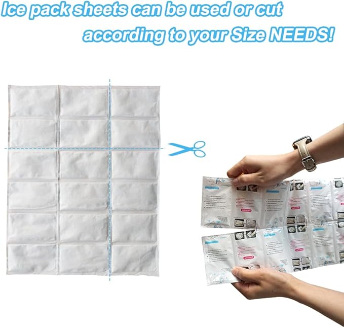 RAINBOW Dry Ice Packs for Shipping Long Lasting, Reusable Cold Ice Pack Sheets for Lunch Box, Flexible Dry Ice Packs for Coolers, Dry Ice for Shipping Frozen Food, 24 Ice Cells Each Sheet, 12 Sheets