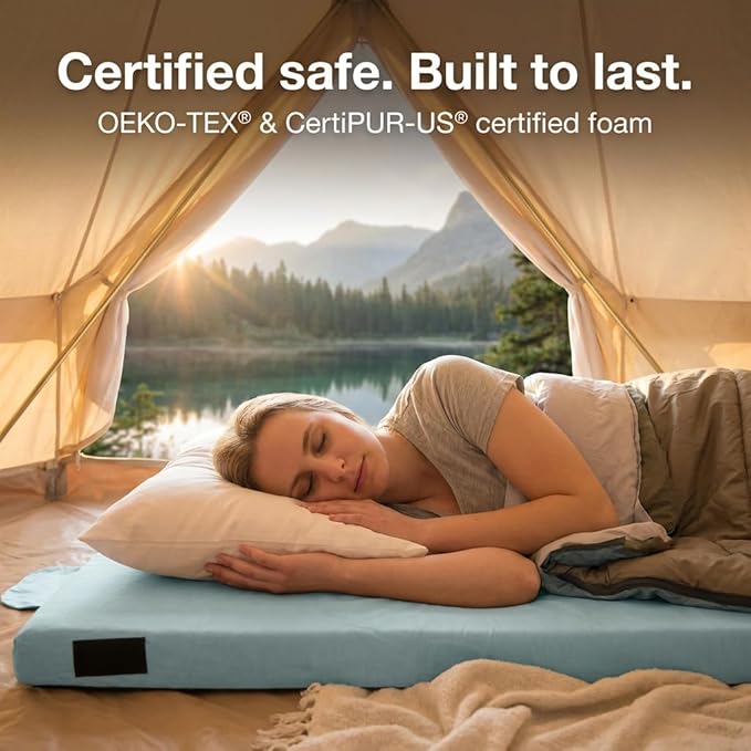 Hazli Matrix AirCell Memory Foam Camping Mattress Pad - CertiPUR-US Roll Up Mattress for Adults - Portable Foam Sleeping Mats for Camping - Camp Cot Sleeping Pad - Floor Sleep Mat Bed Roll for Car RV