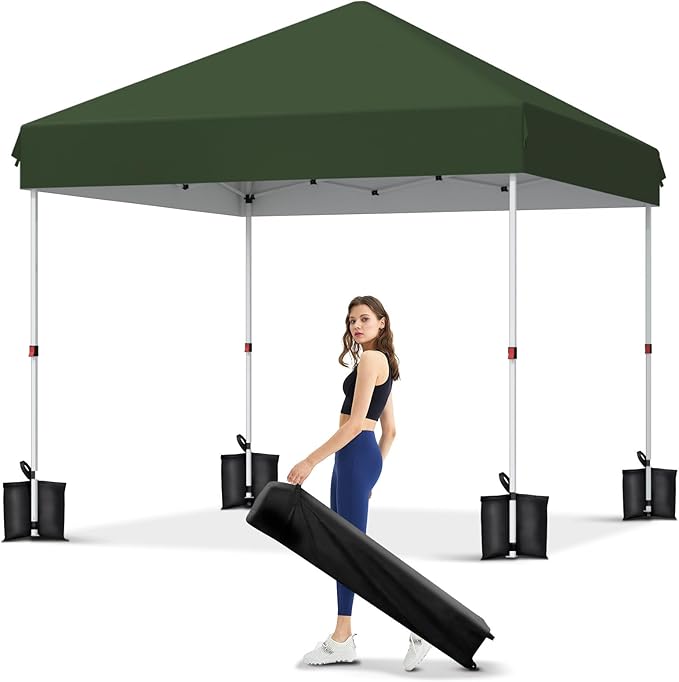 Garvee 10x10 Pop Up Canopy Tent, Heavy Duty Commercial Instant Shelter with One-Person Setup, UPF 50+ Waterproof, 100 Sq Ft Shade for Outdoor Events, Camping, Farmers Market