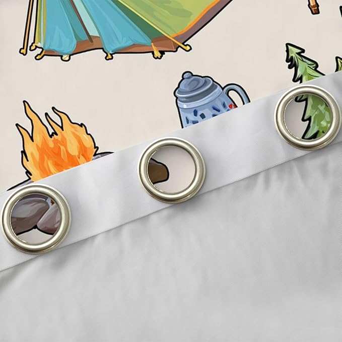 Feelyou Camper Theme Curtains for Bedroom Living Room Happy Camping Blackout Darkening Drapes Camper Accessories Window Treatments, 2 Panels 42 x 63 Inch Room Decor