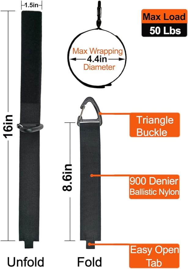 Extension Cord Holder Organizer(4 Pack L), Extension Cord Hanger for Garage Organization and Storage, 16-Inch Heavy Duty Storage Straps, Garage Gadgets for Men