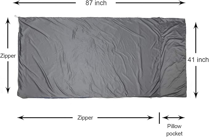 Browint Premium Silky Sleeping Bag Liner with Two-Way Zippers, 87"x41" Extra Wide Adult Sleep Sack for Hotel, Breathable Lightweight Travel Sheet, Multifunctional Bed Sheet for Camping, All Seasons