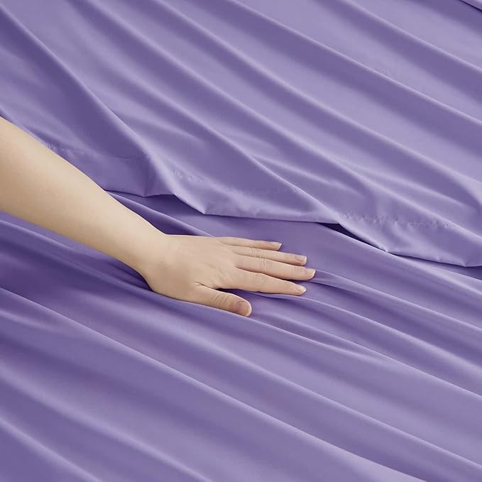 Clara Clark Luxury Bed Sheets, 5 Piece Set - Super Soft Microfiber Sheet Set for Twin Size Bed, Lavender