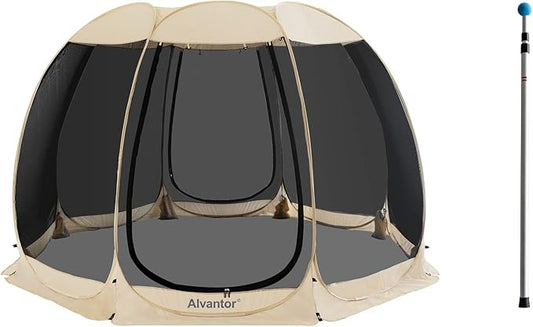 Alvantor Screen House Room Camping Tent Outdoor Canopy Dining Gazebo Pop Up Sun Shade Shelter 8 Mesh Walls Not Waterproof Beige 12'x12' Patent