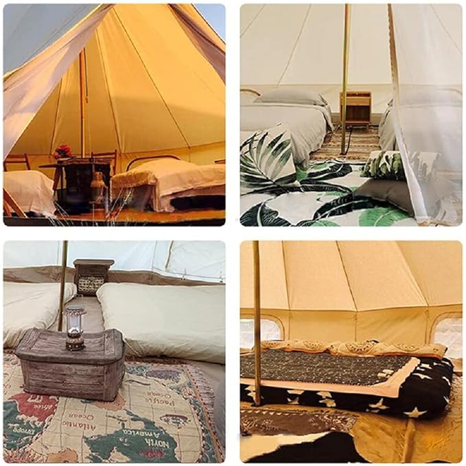 Outdoor Cotton Canvas Bell Tent 4 Seasons Tent for Family Travel Party and Hunting Camping Yurt Tent
